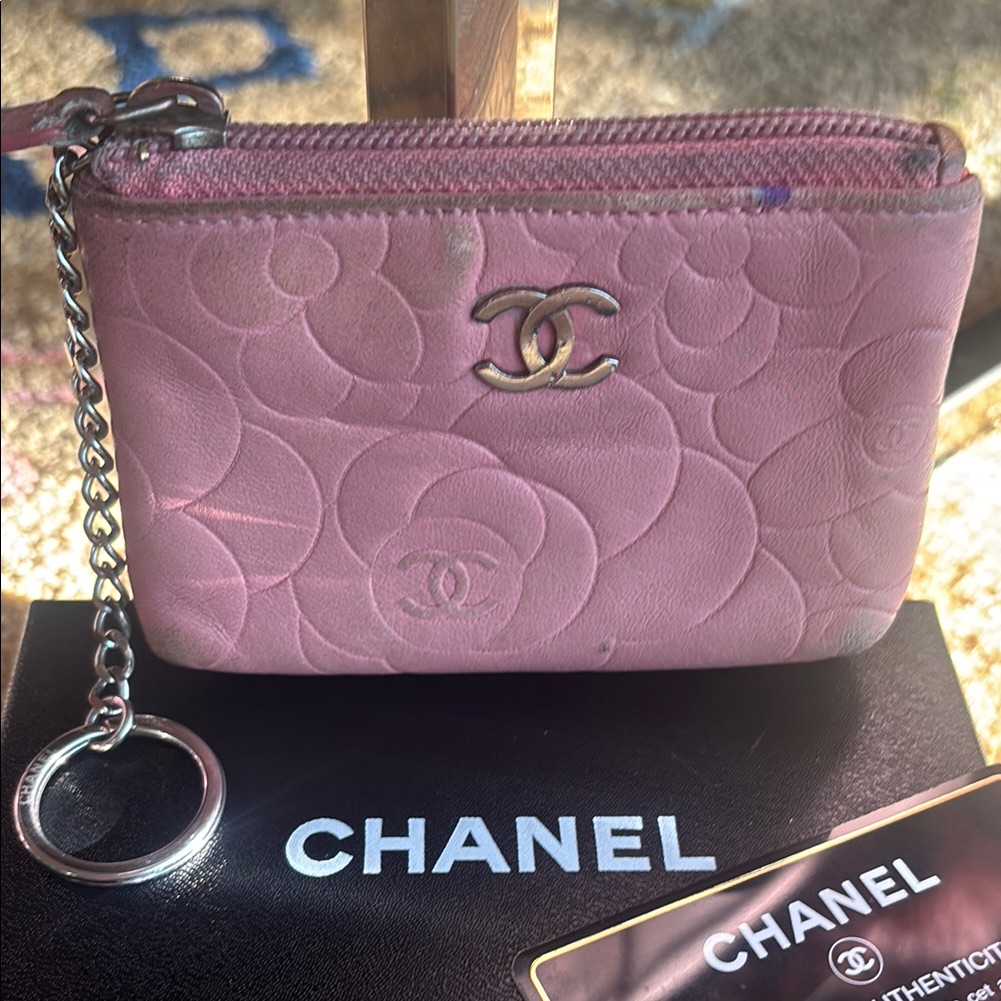 Chanel Cc Camellia Rose Quilted Key Case Card Case Wallet Box Authenticity Card
